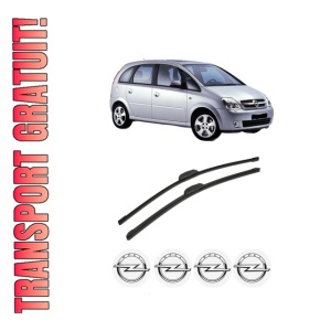 Set stergatoare auto OPEL MERIVA A MPV (X03) din 2003-2010, pentru parbriz auto, 2 bucati, Bosch Aerotwin Retrofit, din cauciuc siliconat rezistent, 4 Stickere Auto OPEL