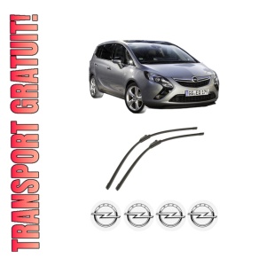 Set stergatoare auto OPEL ZAFIRA TOURER C (P12) din 2011-2019, pentru parbriz auto, 2 bucati, Bosch Aerotwin, din cauciuc siliconat rezistent, 4 Stickere Auto OPEL