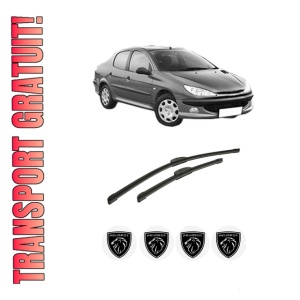 Set stergatoare auto PEUGEOT 206 Saloon din 2007-2008, pentru parbriz auto, 2 bucati, Bosch Aerotwin Retrofit, din cauciuc siliconat rezistent, 4 Stickere Auto PEUGEOT