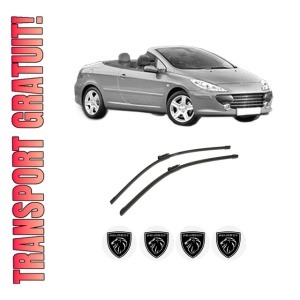 Set stergatoare auto PEUGEOT 307 CC (3B) din 2003-2009, pentru parbriz auto, 2 bucati, Bosch Aerotwin, din cauciuc siliconat rezistent, 4 Stickere Auto PEUGEOT