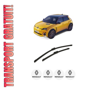 Set stergatoare auto RENAULT 5 din 2024, pentru parbriz auto, 2 bucati, Bosch Aerotwin, din cauciuc siliconat rezistent, 4 Stickere Auto RENAULT