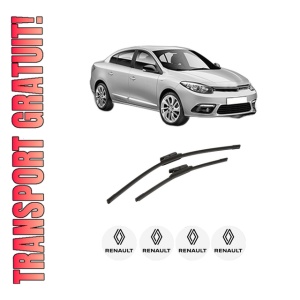 Set stergatoare auto RENAULT FLUENCE (L3_) din 2010-2015, pentru parbriz auto, 2 bucati, Bosch Aerotwin, din cauciuc siliconat rezistent, 4 Stickere Auto RENAULT