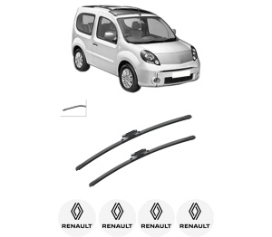Set stergatoare auto RENAULT KANGOO BE BOP (KW0/1_) din 2009-2012, pentru parbriz auto, 2 bucati, Bosch Aerotwin, din cauciuc siliconat rezistent, 4 Stickere Auto RENAULT - Img 2