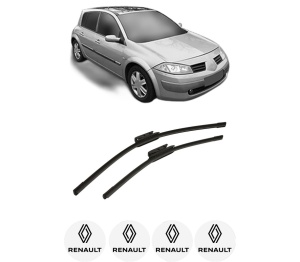 Set stergatoare auto RENAULT MEGANE II Hatchback Van (KM0/2_) din 2003-2009, pentru parbriz auto, 2 bucati, Bosch Aerotwin, din cauciuc siliconat rezistent, 4 Stickere Auto RENAULT - Img 2