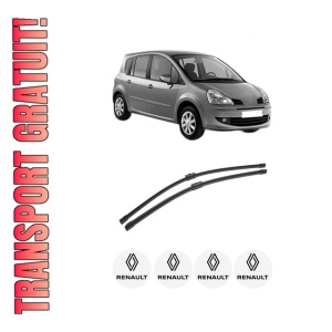 Set stergatoare auto RENAULT MODUS / GRAND MODUS (F/JP0_) din 2004-2012, pentru parbriz auto, 2 bucati, Bosch Aerotwin, din cauciuc siliconat rezistent, 4 Stickere Auto RENAULT