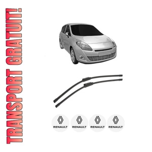 Set stergatoare auto RENAULT SCENIC III VAN (JZ0/1_) din 2009-2016, pentru parbriz auto, 2 bucati, Bosch Aerotwin, din cauciuc siliconat rezistent, 4 Stickere Auto RENAULT