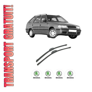 Set stergatoare auto SKODA FELICIA II Estate (6U5) din 1996-2001, pentru parbriz auto, 2 bucati, Bosch Aerotwin Retrofit, din cauciuc siliconat rezistent, 4 Stickere Auto SKODA