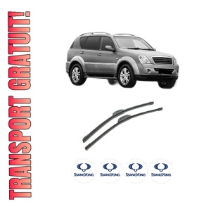 Set stergatoare auto SSANGYONG REXTON W / REXTON din 2012-2017, pentru parbriz auto, 2 bucati, Bosch Aerotwin Retrofit, din cauciuc siliconat rezistent, 4 Stickere Auto SSANGYONG