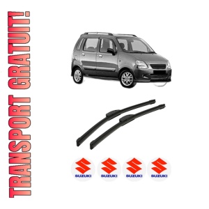 Set stergatoare auto SUZUKI WAGON R+ (MA) din 2000-2008, pentru parbriz auto, 2 bucati, Bosch Aerotwin Retrofit, din cauciuc siliconat rezistent, 4 Stickere Auto SUZUKI