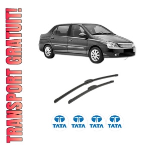 Set stergatoare auto TATA INDIGO (4_V2) din 2003, pentru parbriz auto, 2 bucati, Bosch Aerotwin Retrofit, din cauciuc siliconat rezistent, 4 Stickere Auto TATA
