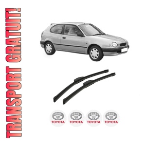 Set stergatoare auto TOYOTA COROLLA Compact (_E11_) din 1997-2002, pentru parbriz auto, 2 bucati, Bosch Aerotwin Retrofit, din cauciuc siliconat rezistent, 4 Stickere Auto TOYOTA