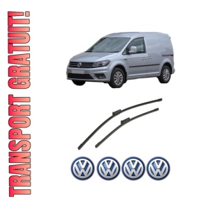 Set stergatoare auto Volkswagen CADDY ALLTRACK IV Box Body/MPV (SAA) din 2015-2020, pentru parbriz auto, 2 bucati, Bosch Aerotwin, din cauciuc siliconat rezistent, 4 Stickere Auto Volkswagen
