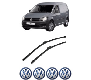 Set stergatoare auto Volkswagen CADDY III Box Body/MPV (2KA, 2KH, 2CA, 2CH) din 2004-2015, pentru parbriz auto, 2 bucati, Bosch Aerotwin, din cauciuc siliconat rezistent, 4 Stickere Auto Volkswagen - Img 2
