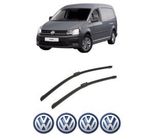 Set stergatoare auto Volkswagen CADDY III Box Body/MPV (2KA, 2KH, 2CA, 2CH) din 2004-2015, pentru parbriz auto, 2 bucati, Bosch Aerotwin, din cauciuc siliconat rezistent, 4 Stickere Auto Volkswagen - Img 2