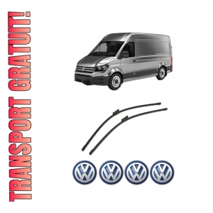 Set stergatoare auto Volkswagen CRAFTER Van (SY_, SX_) din 2016-2024, pentru parbriz auto, 2 bucati, Bosch Aerotwin, din cauciuc siliconat rezistent, 4 Stickere Auto Volkswagen