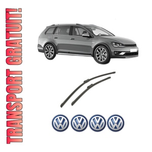 Set stergatoare auto Volkswagen GOLF ALLTRACK VII Variant (BA5, BV5) din 2014-2020, pentru parbriz auto, 2 bucati, Bosch Aerotwin, din cauciuc siliconat rezistent, 4 Stickere Auto Volkswagen