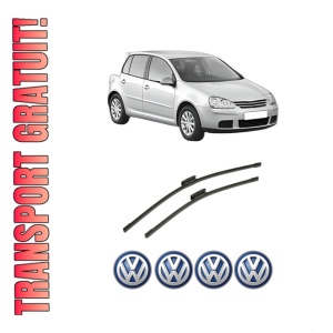 Set stergatoare auto Volkswagen GOLF V (1K1) din 2003-2009, pentru parbriz auto, 2 bucati, Bosch Aerotwin Multi, din cauciuc siliconat rezistent, 4 Stickere Auto Volkswagen