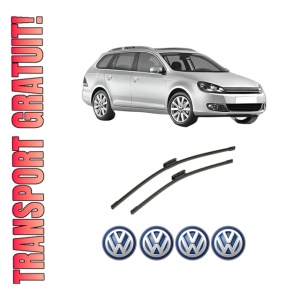 Set stergatoare auto Volkswagen GOLF VI Variant (AJ5) din 2009-2013, pentru parbriz auto, 2 bucati, Bosch Aerotwin Multi, din cauciuc siliconat rezistent, 4 Stickere Auto Volkswagen