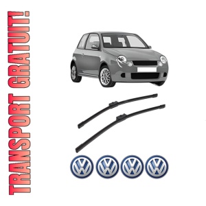 Set stergatoare auto Volkswagen LUPO I (6X1, 6E1) din 1998-2005, pentru parbriz auto, 2 bucati, Bosch Aerotwin, din cauciuc siliconat rezistent, 4 Stickere Auto Volkswagen
