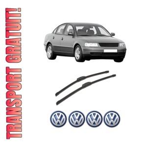 Set stergatoare auto Volkswagen PASSAT B5 (3B2) din 1996-2000, pentru parbriz auto, 2 bucati, Bosch Aerotwin Retrofit, din cauciuc siliconat rezistent, 4 Stickere Auto Volkswagen