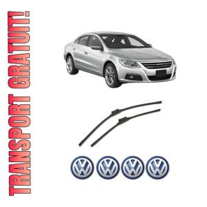 Set stergatoare auto Volkswagen PASSAT CC B6 (357) din 2008-2012, pentru parbriz auto, 2 bucati, Bosch Aerotwin, din cauciuc siliconat rezistent, 4 Stickere Auto Volkswagen