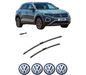 Set stergatoare auto Volkswagen T-ROC (A11, D11) din 2017-2022, pentru parbriz auto, 2 bucati, Bosch Aerotwin, din cauciuc siliconat rezistent, 4 Stickere Auto Volkswagen - Img 2