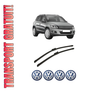 Set stergatoare auto Volkswagen TIGUAN (5N_) din 2007-2018, pentru parbriz auto, 2 bucati, Bosch Aerotwin, din cauciuc siliconat rezistent, 4 Stickere Auto Volkswagen