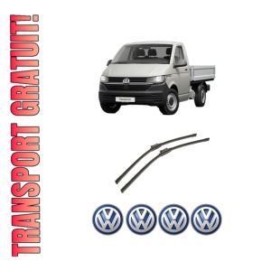 Set stergatoare auto Volkswagen TRANSPORTER T5 Platform/Chassis (7JD, 7JE, 7JL, 7JY, 7JZ, 7F din 2003-2015, pentru parbriz auto, 2 bucati, Bosch Aerotwin, din cauciuc siliconat rezistent, 4 Stickere Auto Volkswagen