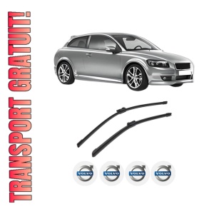 Set stergatoare auto VOLVO C30 (533) din 2006-2012, pentru parbriz auto, 2 bucati, Bosch Aerotwin, din cauciuc siliconat rezistent, 4 Stickere Auto VOLVO