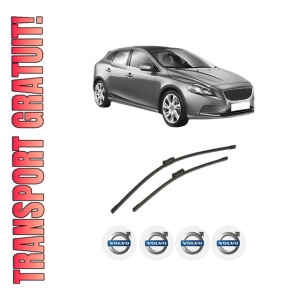Set stergatoare auto VOLVO V40 Hatchback (525) din 2012-2019, pentru parbriz auto, 2 bucati, Bosch Aerotwin, din cauciuc siliconat rezistent, 4 Stickere Auto VOLVO