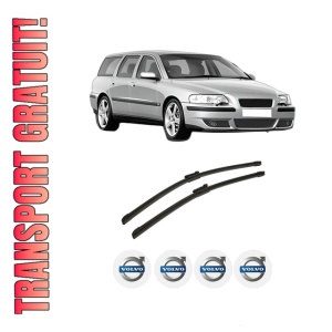 Set stergatoare auto VOLVO V70 II (285) din 1999-2008, pentru parbriz auto, 2 bucati, Bosch Aerotwin, din cauciuc siliconat rezistent, 4 Stickere Auto VOLVO