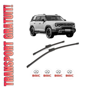 Set stergatoare BAIC BJ30 din 2024, pentru parbriz auto, 2 bucati, Bosch Aerotwin, din cauciuc siliconat rezistent, 4 Stickere Auto BAIC