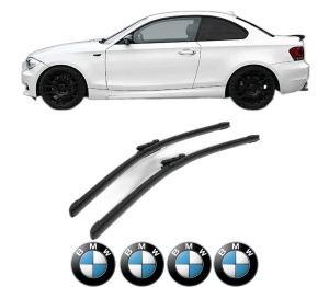 Set stergatoare BMW Seria 1 Coupe (E82) din 2007-2013, pentru parbriz auto, 2 bucati, Bosch Aerotwin, din cauciuc siliconat rezistent, 4 Stickere Auto BMW Seria v43773
