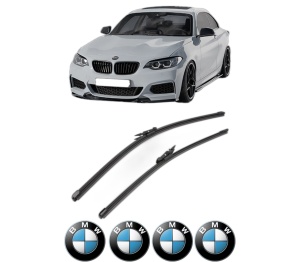 Set stergatoare BMW Seria 2 Coupe (F22, F87) din 2012-2021, pentru parbriz auto, 2 bucati, Valeo Silencio Xtrm, din cauciuc siliconat rezistent, 4 Stickere Auto BMW Seria v37158