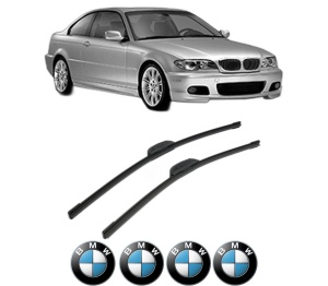 Set stergatoare BMW Seria 3 Coupe (E46) din 1998-2004, pentru parbriz auto, 2 bucati, Bosch Aerotwin Retrofit, din cauciuc siliconat rezistent, 4 Stickere Auto BMW Seria v47313