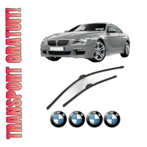 Set stergatoare BMW Seria 6 Coupe (F13) din 2011-2017, pentru parbriz auto, 2 bucati, Bosch Aerotwin, din cauciuc siliconat rezistent, 4 Stickere Auto BMW Seria