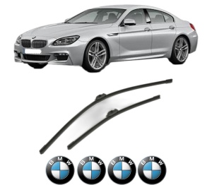 Set stergatoare BMW Seria 6 Gran Coupe (F06) din 2012-2018, pentru parbriz auto, 2 bucati, Bosch Aerotwin, din cauciuc siliconat rezistent, 4 Stickere Auto BMW Seria v52773