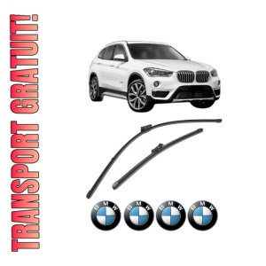 Set stergatoare BMW Seria X1 Van (F48) din 2015-2022, pentru parbriz auto, 2 bucati, Valeo Silencio Xtrm, din cauciuc siliconat rezistent, 4 Stickere Auto BMW Seria
