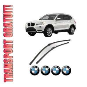 Set stergatoare BMW Seria X3 (F25) din 2010-2017, pentru parbriz auto, 2 bucati, Valeo Silencio Xtrm, din cauciuc siliconat rezistent, 4 Stickere Auto BMW Seria