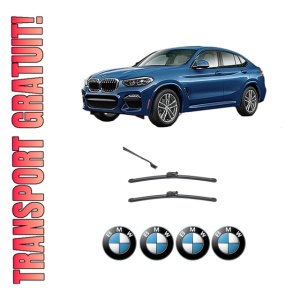 Set stergatoare BMW Seria X4 (G02, F98) din 2018-2021, pentru parbriz auto, 2 bucati, Valeo Silencio, din cauciuc siliconat rezistent, 4 Stickere Auto BMW Seria