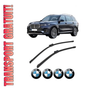 Set stergatoare BMW Seria X7 (G07) din 2019-2022, pentru parbriz auto, 2 bucati, Bosch Aerotwin, din cauciuc siliconat rezistent, 4 Stickere Auto BMW Seria