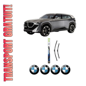 Set stergatoare BMW Seria XM (G09) din 2022, pentru parbriz auto, 2 bucati, Valeo Silencio, din cauciuc siliconat rezistent, 4 Stickere Auto BMW Seria