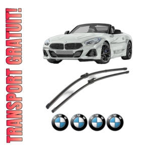 Set stergatoare BMW Seria Z4 Roadster (G29) din 2018, pentru parbriz auto, 2 bucati, Valeo Silencio Xtrm, din cauciuc siliconat rezistent, 4 Stickere Auto BMW Seria