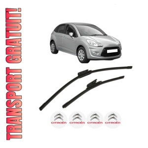 Set stergatoare CITROEN C3 II (SC_) din 2009-2016, pentru parbriz auto, 2 bucati, Bosch Aerotwin, din cauciuc siliconat rezistent, 4 Stickere Auto CITROEN