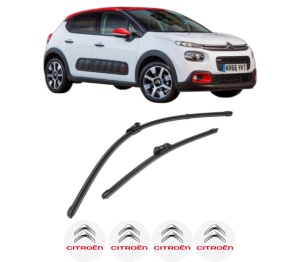 Set stergatoare CITROEN C3 III (SX) din 2016-2018, pentru parbriz auto, 2 bucati, Valeo Silencio Xtrm, din cauciuc siliconat rezistent, 4 Stickere Auto CITROEN v37098