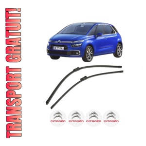 Set stergatoare CITROEN C4 SPACETOURER (3D_) din 2018-2019, pentru parbriz auto, 2 bucati, Bosch Aerotwin, din cauciuc siliconat rezistent, 4 Stickere Auto CITROEN