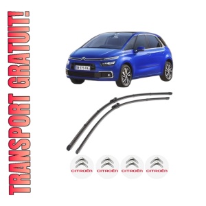 Set stergatoare CITROEN C4 SPACETOURER (3D_) din 2018-2019, pentru parbriz auto, 2 bucati, Valeo Silencio Xtrm, din cauciuc siliconat rezistent, 4 Stickere Auto CITROEN