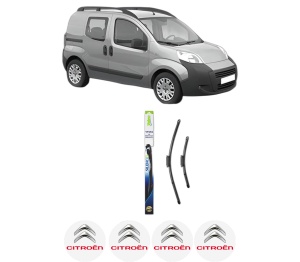 Set stergatoare CITROEN NEMO MPV din 2009-2010, pentru parbriz auto, 2 bucati, Valeo Silencio Xtrm, din cauciuc siliconat rezistent, 4 Stickere Auto CITROEN v37938