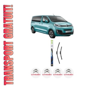 Set stergatoare CITROEN SPACETOURER Bus (V_) din 2016-2023, pentru parbriz auto, 2 bucati, Valeo Silencio Xtrm, din cauciuc siliconat rezistent, 4 Stickere Auto CITROEN