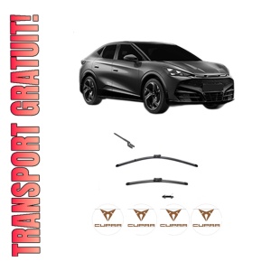 Set stergatoare CUPRA TAVASCAN (KR1) din 2024, pentru parbriz auto, 2 bucati, Valeo Silencio, din cauciuc siliconat rezistent, 4 Stickere Auto CUPRA